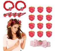 Lot de 12 bigoudis en forme de fraise, sans chaleur pour cheveux longs, moyens et courts, rouleaux en mousse éponge douce pour ondulations et boucles sans dommages causés par la chaleur