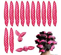 Lot de 12 bigoudis roses sans chaleur - Rouleaux en éponge pour cheveux longs et courts - Dormir dans des bigoudis - Outils de coiffure rétro à pois - Oreiller naturel et boucles douces (rose, taille