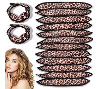 Lot de 12 bigoudis sans chaleur en éponge, pour cheveux longs et courts, dormir dans des bigoudis, outils de coiffure rétro à pois, oreiller doux et boucles naturelles (imprimé léopard)