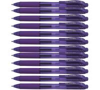 Lot De 12 Bl107 Energelx Rollers Gel Rétractable Pointe 0,7 Mm Violet