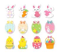 Lot de 12 bloc-notes autocollants pour le jour de Pâques, motif animal de dessin animé, œuf, lapin, poule, bloc-notes, notes, notes, notes, marqueurs, drapeau pour Pâques, fête d'étudiant, enfant,