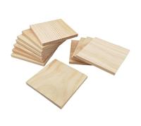Lot de 12 Blocs carrés en bois brut pour travaux manuels, 12 x 12 x 1 cm planches en bois de pin vierges pour sculpture sur bois, dessous de verre en bois, peinture et gravure