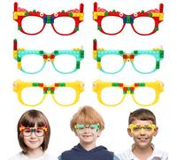Lot de 12 blocs de construction : ensemble de lunettes, lunettes de fête drôles avec blocs de bricolage, verres de construction, blocs de construction, lunettes, accessoires de fête, pour enfants