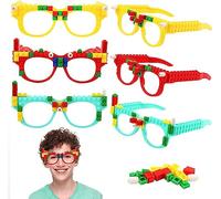 Lot de 12 blocs de construction : ensemble de lunettes, lunettes de fête drôles avec blocs de bricolage, verres de construction, blocs de construction, lunettes, accessoires de fête, pour enfants