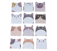 Lot de 12 blocs de notes adhésives en papier avec motif chats de dessin animé, 30 feuilles/enfants