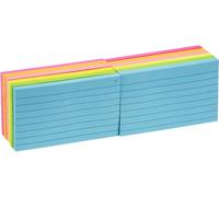 Lot De 12 Blocs De Notes Adhésives Lignées De 7,6x12,7 Cm,6 Couleurs Brillantes,Assorties D'orientation Paysagère,80 Feuilles/Bloc,12 Blocs