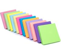 Lot De 12 Blocs De Notes Autocollantes De 12 Couleurs Assorties Pour Le Bureau, L'école Et La Maison (Forme Carrée)[X888]