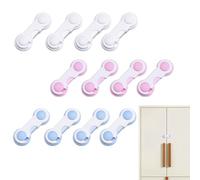 Lot de 12 bloque-portes de sécurité enfant - Verrous de placard réglables - Système anti-ouverture pour armoires, tiroirs, réfrigérateur et portes, protection domestique sûre et facile à installe