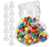 Lot de 12 bocaux à bonbons transparents en forme d'ours avec couvercle | bocal transparent pour grains de café, sucre, thé, chocolat | Cuisine garde-manger, mariage, Saint-Valentin, fête