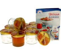 lot de 12 bocaux à conserves 125 ml I Couvercle avec nid d'abeille Bocaux ronds à conserves Conservation