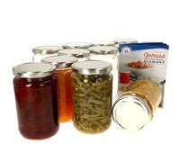 Lot de 12 bocaux de conservation en verre de 720 ml - Couvercle argenté - Twist-Off to 82 - Bocaux ronds - Avec livret de recettes (français non garanti) - Récipient en verre pour le rangement