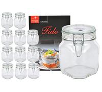 Lot de 12 bocaux de conservation Fido Original 0,75 l avec livret de recettes Bormioli (français non garanti)