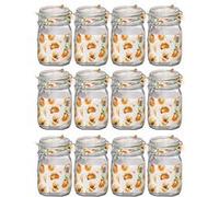 Lot de 12 bocaux hermétiques à bouchon mécanique, bocal pot de conservation, jarre en verre, capacité 75 iamètre 10.6 x Hauteur 13.6 cm -JUANIO- Transparent G