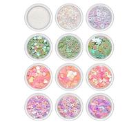 Lot de 12 boîtes 3D en acrylique pour ongles Fleurs Papillon Ours Set ongles Art Formes Décorations Ongles Art Accessoires