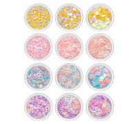 Lot de 12 boîtes 3D en acrylique pour ongles Fleurs Papillon Ours Set ongles Art Formes Décorations Ongles Art Accessoires