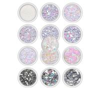 Lot de 12 boîtes 3D en acrylique pour ongles Fleurs Papillon Ours Set ongles Art Formes Décorations Ongles Art Accessoires