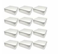 Lot de 12 boîtes à biscuits carrées 23 x 23 cm - Fer blanc vernis alimentaire - couvercle cloche - Usage alimentaire - rangement biscuits - gâteaux, fruits secs - Métal neutre (12)