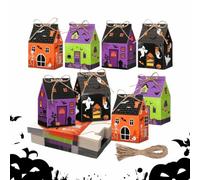 Lot de 12 boîtes à bonbons d'Halloween en forme de château | Joli récipient à biscuits d'Halloween, petit récipient à biscuits pour enfants, adultes, maison, bureau, carnaval
