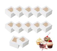Lot de 12 boîtes à cupcakes individuelles blanches pour desserts, pâtisseries, biscuits, petits gâteaux, bonbons, tartes et cadeaux