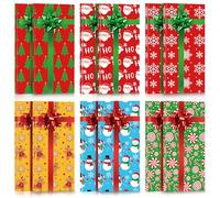 Lot de 12 boîtes cadeaux de Noël avec nœuds et étiquettes, arbre de Noël, Père Noël, bonhomme de neige, bonbon, flocon de neige, bonhomme de pain d'épices pour emballage cadeau