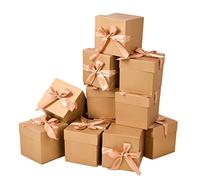 Lot de 12 boîtes cadeaux dorées 10 x 10 x 10 cm avec couvercle doré pour anniversaire, mariage, fête prénatale, remise de diplôme, fête des mères, fête des pères, Saint-Valentin, Noël, Hanoukka