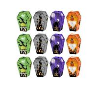 Lot de 12 boîtes cadeaux en papier cartonné pour Halloween, décoration d'Halloween, 250 g/m², pour biscuits, bonbons, assemblage facile, décorations d'Halloween