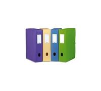 Lot de 12 Boîtes Capacité Standard Memphis 24x32cm Dos 40mm avec Bouton Pression Couverture Polypro Coloris Assortis