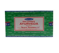 Lot de 12 boîtes de bâtonnets d'encens parfumés pour méditation et détente Satya Nag Champa Ayurveda HMS1317