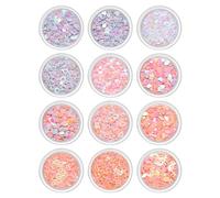 Lot de 12 boîtes de breloques en acrylique - Motif papillon - Fleur - Ours - Décoration d'ongles - Formes d'art - Bijoux - Accessoires pour ongles