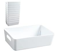 Lot de 12 boîtes de rangement - 6 cm de haut - Blanc - 20 x 12,5 x 6 cm - 1,2 l - Panier de rangement - Tiroir - Boîte de rangement - Système de rangement en plastique pour salle de bain, armoire