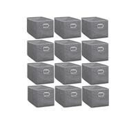 Toilinux Boîtes de rangement en tissu – Lot de 12 avec poignée, 31 x 15 cm – Gris chiné