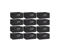 - Lot de 12 Boites de rangement en tissu l.31 x h. 15 cm - Gris anthracite