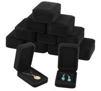 Lot de 12 boîtes de rangement en velours noir pour colliers, bijoux, présentoirs pour mariages, fiançailles, anniversaires, demande en mariage, fiançailles, anniversaires
