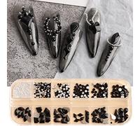 Lot de 12 boîtes de strass à dos plat et petite combinaison ronde pour accessoires artistiques et cristaux