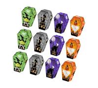 Lot de 12 boîtes d'emballage à bonbons sur le thème d'Halloween 250 g/m² en papier cartonné pour fête, assemblage facile pour fournitures et décorations