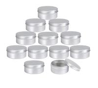 Lot de 12 boîtes rondes en aluminium avec couvercle à visser - 100 ml - Bocaux vides en aluminium argenté - Pour échantillons de cosmétiques - Pour travaux manuels, fabrication de bougies, épices