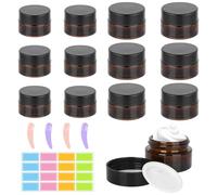 Lot de 12 boîtes vides ambrées - 20 ml/30 ml - Crème vide - Spatule et autocollant - Récipients marron pour lotion et cosmétiques