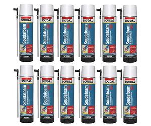 Lot de 12 bombes aérosols Soudal Soudafoam 2K, 400 ml e matériaux de construction B2, bombes aérosols - Mousse bicomposant prête à l'emploi pour un montage rapide et sûr des cadres de portes