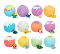 Lot de 12 bombes de bain avec jouets animaux mignons 5 cm sans danger pour les enfants boules bain colorées et pétillantes coffret cadeau