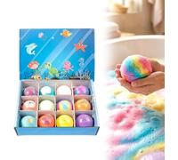Lot de 12 bombes de bain, coffret 2026 « New Ocean » avec surprise à l'intérieur, coffret cadeau spa pétillant aux couleurs vives qui crée une mousse colorée et un moment de pur bonheur aromatique
