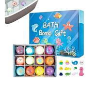 Lot De 12 Bombes De Bain Moussantes, Coffret Cadeau Boules De Bain, Boules De Bains Bio, 12 Jouets D'animaux Marins Surprise Inclus, Jouets De Bains Pour Enfant, Coffret Cadeau Baff Bomb Effervescent