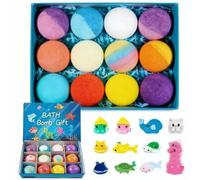 Lot de 12 bombes de bain pour enfants, avec surprise, boules de bain avec jouet surprise à l'intérieur, boules de bain bio avec bulles riches, cadeaux pour garçons et filles (A)