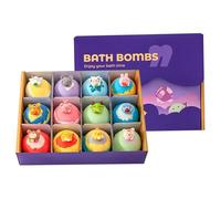 Lot de 12 bombes de bain surprise pour enfants avec jouets à l'intérieur 60 g contenant jolies figurines d'animaux du zodiaque pour un bain amusant pour garçons et filles.