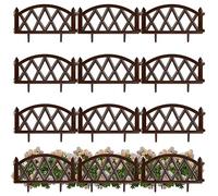 Lot de 12 bordures de parterre, palissade, clôture de jardin, marron, 50 x 30 cm