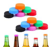 Lot de 12 bouchons de bouteille de vin colorés en silicone, bouchons ronds réutilisables pour bouteille de champagne, bouteille de bière