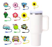 Lot de 12 bouchons de paille en PVC de qualité alimentaire pour tasses Stanley, 10 mm, résistants à la poussière et décoratifs, faciles à nettoyer, polyvalents pour smoothies et plus encore, avec