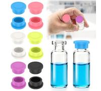 Lot de 12 bouchons de protection pour flacons en verre de 3 ml, 6 couleurs, multi-usages, réutilisables, anti-poussière et anti-fuite pour laboratoire, recherche en laboratoire, cosmétiques