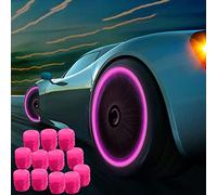 Lot de 12 bouchons de valve de pneu fluorescents universels pour la plupart des voitures, motos, VUS, camions et vélos (rose)