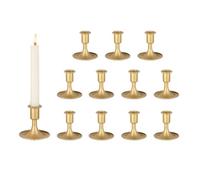 Lot de 12 bougeoirs coniques en laiton doré vintage pour maison, table à manger, centre de table de mariage, fête, Noël, cheminée, vacances, dîner, élargissement de la base