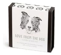 Lot de 12 bougies Border Collie Love from The Dog Cotton & Grey Twenty Minute Candles avec support en céramique Cire d'abeille